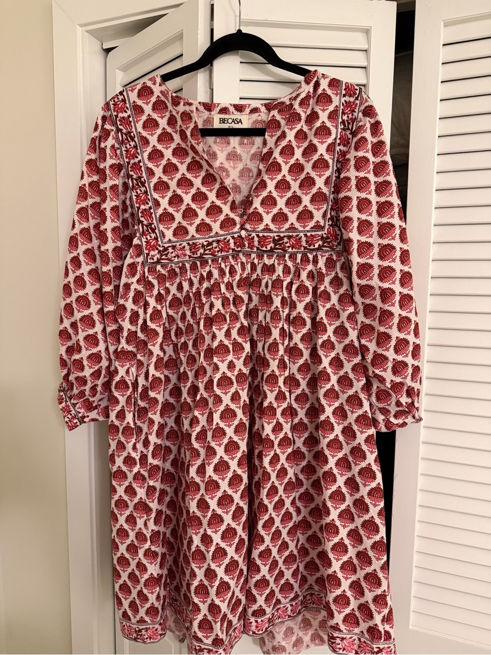 Becasa Red Printed Cotton Tunic Dress